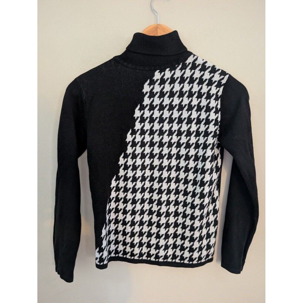 Copper Key Black Houndstooth Turtleneck Sweater Size L